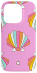 iPhone 14 Pro Cute Seashells Ocean Bright Rainbow on Pink Case