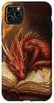 iPhone 11 Pro Max Aesthetic Gothic Red Dragon Reading Book Painting Bookish Case