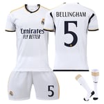 23-24 Bellingham 5 Real Madrid tröja ny säsong senaste fotbollströja vuxna barn T-Xin Adult XS（160-165cm）