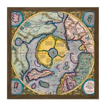 Map Mercator 1623 North Pole Arctic Pictorial Chart Square Framed Wall Art Print Picture 16X16 Inch