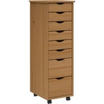 Vidaxl - Armoire roulante avec tiroirs moss bois de pin marron miel Honey brown