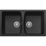 Plados - Evier de cuisine granit a 2 bacs SP8620 Noir Matt