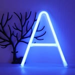 GUOCHENG Blue Neon Alphabet Letter Light LED Personalised Neon Sign Decorative Light up Words for Wedding Christmas Birthday Party Shopwindow Bar(A)