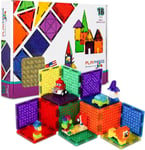 Playmags Magnetic Tiles, Magnetic Building Bricks, Magnetic Blocks - 18 Bricks