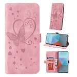 Auslbin Coque pour Xiaomi Redmi Note 13 Pro 5G 6.67" Etui, Couverture de Feuillette Mobile Housse en Cuir PU Butterfly avec Bracelet pour Note 13 Pro 5G /2312DRA50C, Rose