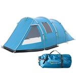 3-4 Persons Tunnel Tent, Two Room Camping Tent with Windows, Blue