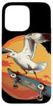 Coque pour iPhone 15 Pro Max Costume de mouette de skateboard pour les fans de patineurs et d'oiseaux de mer