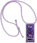 Collier Pour Samsung Galaxy S10 Plus Silicone Coque Glitter Liquide Filles Femmes Étui Housse Étincelle À Bandoulière Et Cordon Collier Avec Réglable Cordon Lanière Pochette Pour Telephone Portable