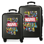 Marvel Avengers Comic Set de Bagages Noir 55/68 cms Rigide ABS Serrure à combinaison 104L 4 roues doubles Bagage à main