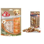 8in1 Delights Twisted Sticks - Sticks torsadés à Mâcher Garnis de Poulet - 35 pièces & Triple Flavour Rolls – Rouleaux à Mâcher pour Chien Adulte – Plus de Viande, Plus de durée de mâche