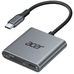 Acer UHS-II USB C SD Card Reader with 100W PD Port, 3-in-1 Type-C SD 4.0 Memory Card Reader Adapter for MicroSD SDXC SDHC MMC RS-MMC UHS-II & UHS-I Cards for iPhone 15, Macbook, Tablet, Cameras (Grey)