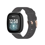 Universell nylonvävd canvas klockarmband för Fitbit Versa 4 / Sense 2 VCU Dark Grey