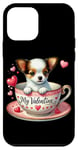 Coque pour iPhone 12 mini Cute Puppy My Valentine Hearts Tasse à thé