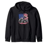 Monster Truck American Flag USA Party Dino Dinosaur Trucks Zip Hoodie