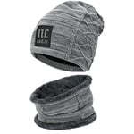 Bequemer Laden Hommes Femmes Hiver Bonnet Écharpe Ensemble Chaud Tricot Doublé Polaire Chapeau Cache-Cou Cadeau Homme Femme