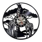 TANCEQI Record Horloge Murale Animaux d'Afrique Horloge Murale Disque Vinyle Horloge Murale Tête de Tigre Home Decor Girafe Cadeau 12 Pouces Horloge Murale en Vinyle