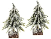 Mini Sapin de Noël Artificiel givré et enneigé sur Pied en Bois - Petit Sapin de Noël - Décoration de Table - Petit Sapin de Noël Blanc - Décoration de Noël - Sapin Artificiel de l'Avent