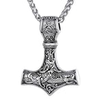 Richsteel Collier Mjolnir Marteau Thor Hammer pour Homme Pendentif Viking en Acier Inoxydable avec Chaîne Réglable 55 cm Bijoux Amulette Portection Porte Bonheur pour Femme Garçon