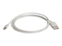 C2G USB A Male to Lightning Male Sync and Charging Cable - Câble Lightning - Lightning mâle pour USB mâle - 1 m - blanc