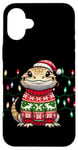 Coque pour iPhone 16 Plus Bearded Dragon Christmas Party Design Xmas lights