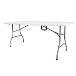 Table Pliante Transportable, Table en Plastique Robuste, 180 x 74 cm, Blanc, Pliable en deux, Matériau: hdpe