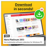 Nero Platinum 365 | Image, Video, Music Management, Editing & Streaming, Ripping, Burning, Backup & Recovery, PC Tuning | Win 11/10/8/7 | 1 Device | Annual licence | Activation code per email