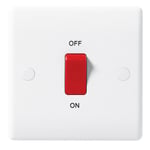 BG Nexus 875 - Slimline White 1 Gang 45 Amp 45A Cooker / Shower Switch