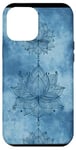 Coque pour iPhone 12 Pro Max Bleu Vintage Géométrique Zen Fleur de Lotus Spirituelle Nouveauté