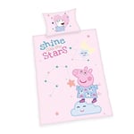 Herding Peppa Pig Parure de lit réversible avec taie d'oreiller 40 x 60 cm avec Fermeture à enveloppe, Housse de Couette 100 x 135 cm avec Boutons, Coton/Lin