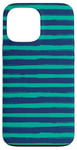 Coque pour iPhone 13 Pro Max Bleu marine bleu sarcelle rayé girly esthétique Preppy Stripe