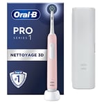 Oral-B Pro Series 1 Brosse à Dents Électrique, Rose, 1 Brossette Nettoyage 3D, Élimine la Plaque Dentaire, 3 Modes de Brossage, Minuteur, 1 Étui De Voyage, Rechargeable