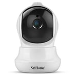 SriHome SH020, caméra de sécurité sans fil 1080P HD IP caméra WiFi infrarouge vision nocturne, audio bidirectionnel, blanc