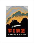 Wee Blue Coo Forest Fire Smoke Flame USA Vintage Advert Retro Wall Art Print