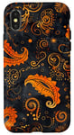 Coque pour iPhone X/XS Orange Abstrait Cachemire Occulte Gothique Art