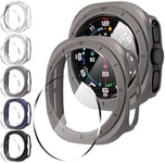 Diruite 5+5 Pièces pour Samsung Galaxy Watch Ultra 47mm Protection Écran+Coque,HD Verre Trempé Protection Écran*5+Creux Antichoc PC Case*5 pour Galaxy Watch Ultra 47mm Screen Protection