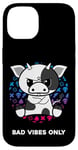 Coque pour iPhone 14 Bad Vibes Only Grumpy Looking Figurine de vache