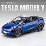 1:24 Tesla Roadster Model Y Model 3 Tesla Model S Legering Leksaksbil Modell Ljud Och Ljus Barnleksak Samlarobjekt Födelsedagspresent Model Y Blue