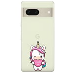 Coque compatible Google Pixel 7 licorne coeur kawaii I love you