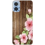 Coque pour Moto E13 bois fleur rose