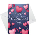 Valentines Card For Him Her Husband Wife Cute Love Hearts Valentine Card Gift