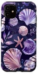 Coque pour iPhone 11 Violet Moderne Floral Coastal Petite-fille – Tendance