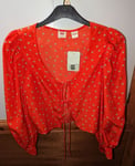 Ladies Levis Shirt Blouse - Orange Coral - Size Large Tie Long Sleeve New Tags