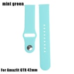 20/22mm Buckles Strap Soft Silicone Wristband Breathable Mint Green For Amazfit Gtr 42mm