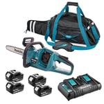 Tronçonneuse sur batterie - MAKITA DUC353PT4X - 4 batteries de 5,0 Ah - Chargeur double