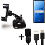 Car holder windshield dashboard for Samsung Galaxy S10+ charger Cell phone mount