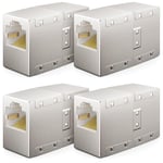 deleyCON 4 Pièces Coupleur RJ45 (1000 Mbit) Gigabit Câble LAN Extension Câble Réseau Ethernet Adaptateur Connecteur Compatible avec Cat8, Cat7, Cat6, Cat5 Câble Patch LAN DSL POE 2X RJ45 Femelle