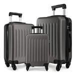 Kono Luggage Set 3 Pieces Suitcases Lightweight ABS Hard Shell Cabin Carry-on Travel Trolley Case with 4 Spinner Wheels (3 Pcs Set, Grey)