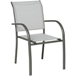 Hesperide - Fauteuil de jardin empilable Piazza galet & graphite aluminium traité époxy - Hespéride