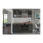 LASSEN Cuisine complete L 180 cm avec meuble four et plans de travail - Gris Matera