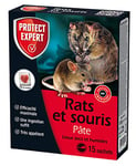 PROTECT EXPERT Pâtes Anti Rats et Souris 150g Lieux Secs et Humides Efficacité maximale Sachets pré-dosés RASOU150